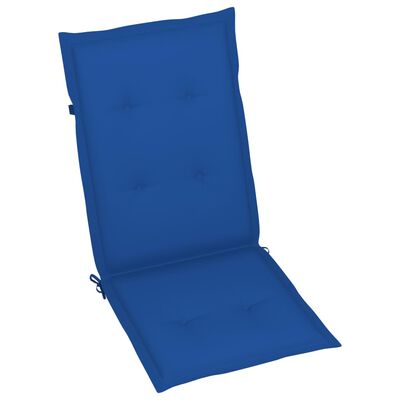 vidaXL Záhradné stoličky 2 ks, kráľovsky modré podložky, tíkový masív