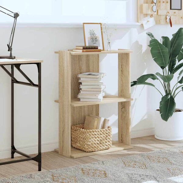 vidaXL Knižnica 3-poschodov&aacute; dub sonoma 60x30x80 cm kompozitn&eacute; drevo