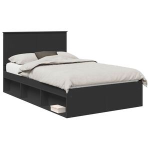 vidaXL R&aacute;m postele Čierna 135 x 190 cm Mas&iacute;vne borovicov&eacute; drevo