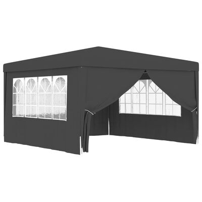 vidaXL Profesionálny párty stan+bočné steny 4x4 m, antracitový 90 g/m²