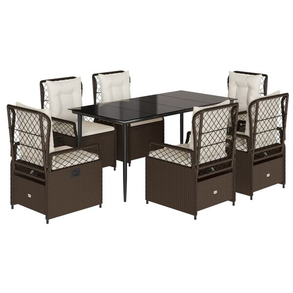 vidaXL 7-dielna z&aacute;hradn&aacute; jed&aacute;lensk&aacute; s&uacute;prava a vank&uacute;&scaron;e hned&aacute; polyratan