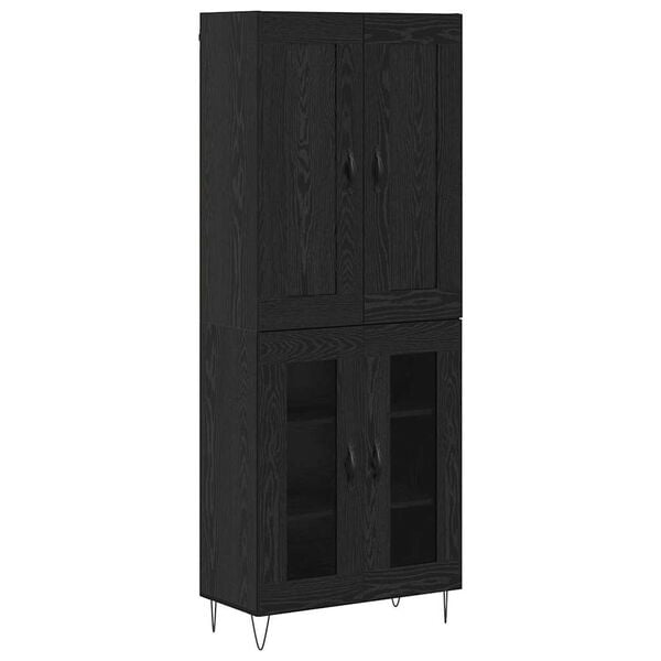 vidaXL Highboard Čierny dub 69,5 x 34 x 180 cm Kompozitn&eacute; drevo