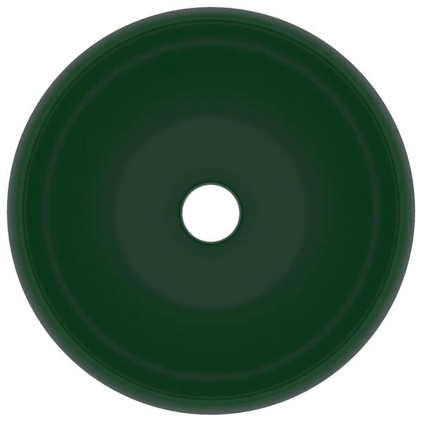 vidaXL Luxusn&eacute; um&yacute;vadlo, okr&uacute;hle, matn&eacute; tmavozelen&eacute; 40x15 cm, keramika