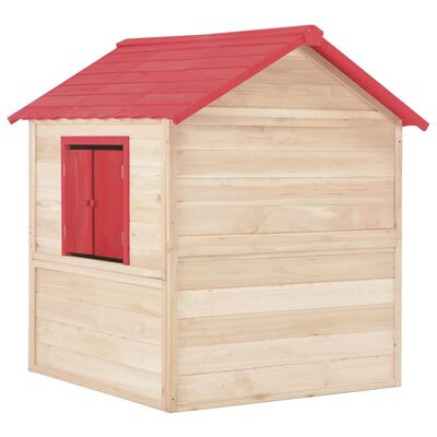 vidaXL Detský domček na hranie, jedľové drevo, červený