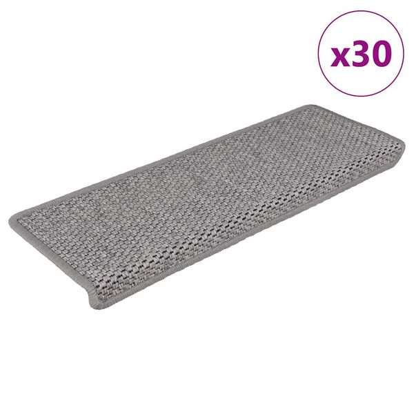 vidaXL Samolepiace n&aacute;&scaron;ľapy na schody Sisal 30 ks 65x21x4 cm strieborn&eacute;