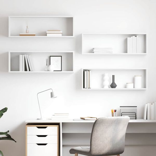 vidaXL N&aacute;stenn&eacute; police 4 ks, biele 80x15x26,5 cm, kompozitn&eacute; drevo