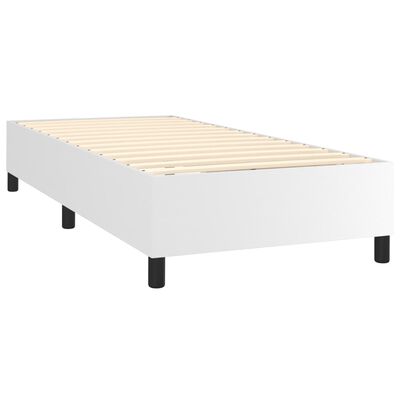 vidaXL Boxspring posteľ s matracom a LED biela 90x190 cm umelá koža
