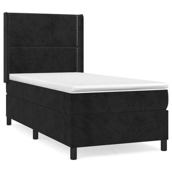 vidaXL Posteľn&yacute; r&aacute;m boxspring s matracom čierny 90x190 cm zamat