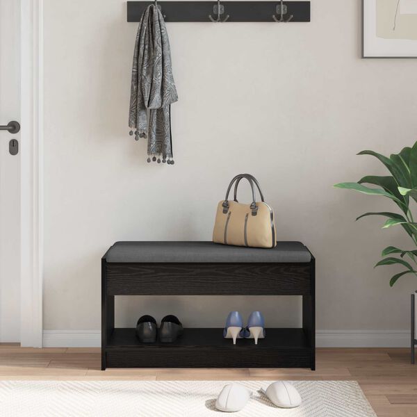 vidaXL Predsieňov&aacute; lavica s vank&uacute;&scaron;om Čierny Dub 83 x 38 x 45 cm