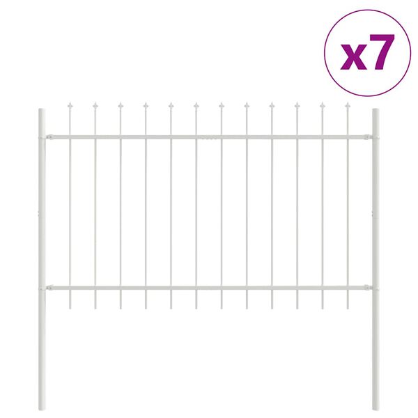 vidaXL Z&aacute;hradn&yacute; plot 7 pcs Biela 11,9 x 1,2 m Pr&aacute;&scaron;kovan&aacute; oceľ