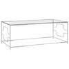 vidaXL Konferenčn&yacute; stol&iacute;k strieborn&yacute; 120x60x45 cm nehrdzavej&uacute;ca oceľ a sklo