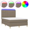 vidaXL Posteľ boxsping s matracom a LED sivohned&aacute; 140x190 cm l&aacute;tka