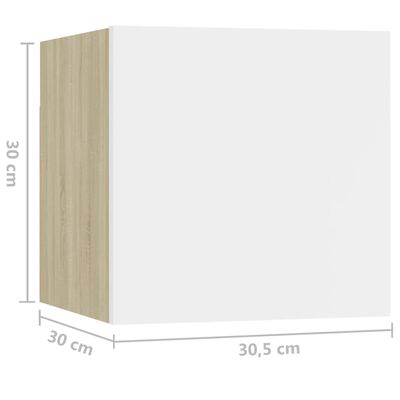 vidaXL Nočný stolík biely a dub sonoma 30,5x30x30 cm drevotrieska
