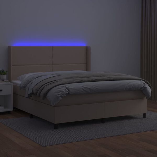 vidaXL Boxspring posteľ matrac a LED kapuč&iacute;nov&aacute; 180x200 cm umel&aacute; koža