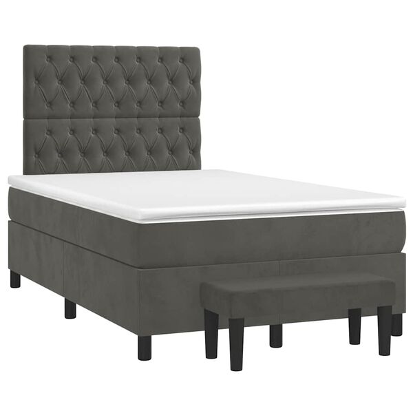 vidaXL Boxspring posteľ s matracom, tmavosiv&aacute; 120x190 cm, zamat
