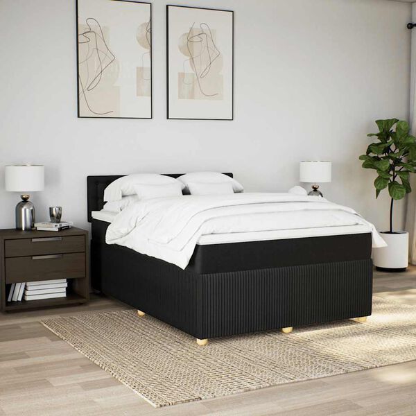 vidaXL Boxspring posteľ s matracom čierny 140x190 cm l&aacute;tka