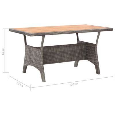 vidaXL Záhradný stôl sivý 120x70x66 cm akáciový masív