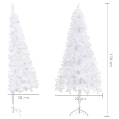 vidaXL Rohový umelý vianočný stromček s LED s guľami biely 150 cm PVC