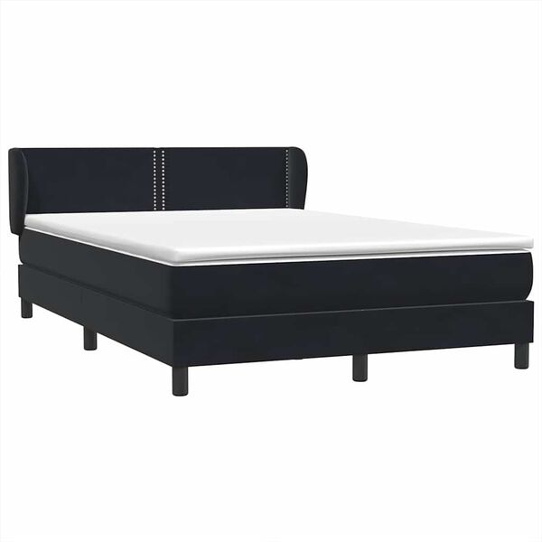 vidaXL Posteľn&yacute; r&aacute;m boxspring s matracom čierny 140x210 cm zamat