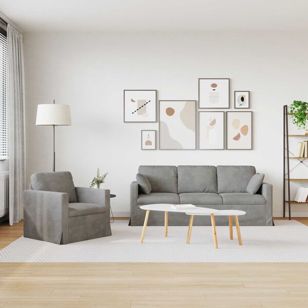 vidaXL Pohovka 2 pcs Svetlosiv&aacute; 198 x 78 x 80 cm Zamat