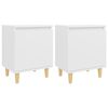 vidaXL Nočn&eacute; stol&iacute;ky 2 ks nohy z mas&iacute;vneho dreva biele 40x30x50 cm
