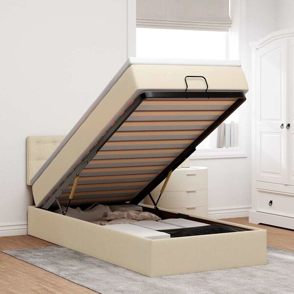 vidaXL Osmanský rám postele s matracom krémová 80x200 cm látka