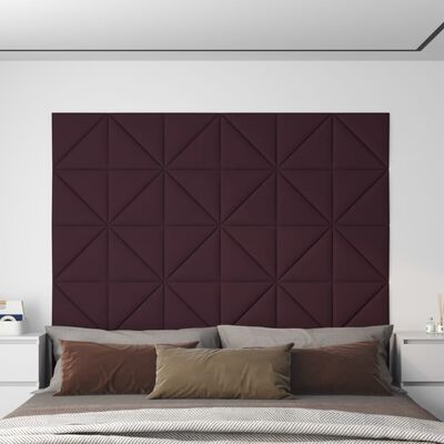 vidaXL Nástenné panely 12 ks fialové 30x30 cm látkové 0,54 m²