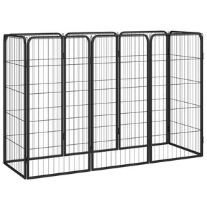 vidaXL Ohr&aacute;dka pre psov 8 panelov čierna 50x100 cm pr&aacute;&scaron;kovan&aacute; oceľ