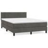 vidaXL Posteľn&yacute; r&aacute;m boxspring s matracom tmavosiv&yacute; 140x190 cm zamat