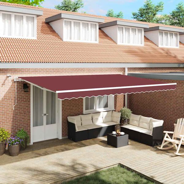 vidaXL Automaticky zaťahovacia mark&iacute;za s LED burgundsk&aacute; 500x300 cm