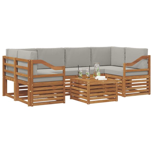 vidaXL S&uacute;pravy pohoviek s vank&uacute;&scaron;om 7 pcs Pr&iacute;rodn&aacute; a svetlosiv&aacute;