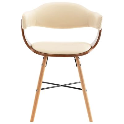 vidaXL Jedálenské stoličky 2 ks, krémové, umelá koža a ohýbané drevo