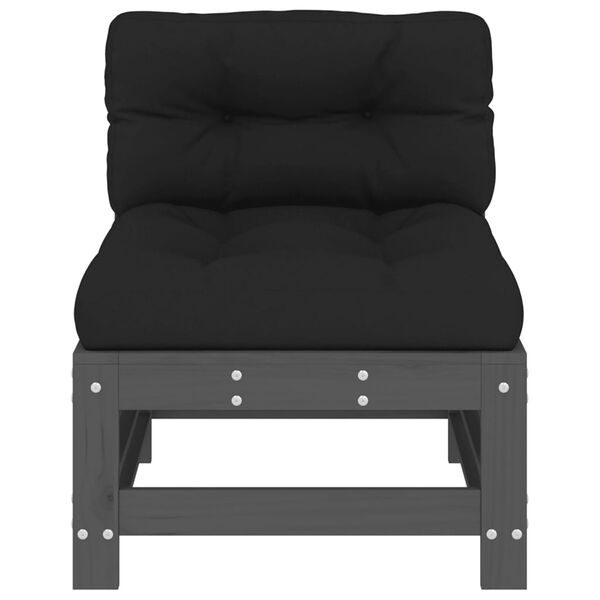 vidaXL Stredová pohovka s podložkami sivá borovicový masív