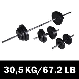 vidaXL S&uacute;prava činiek barbell a dumbbell 30,5 kg