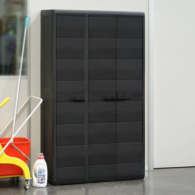 vidaXL Záhradná skladoavcia skrinka s 4 policami, čierna