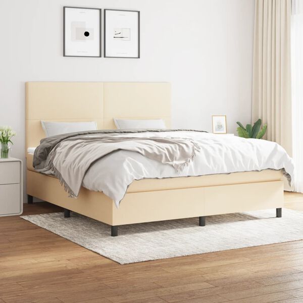 vidaXL Posteľn&yacute; r&aacute;m boxspring s matracom kr&eacute;mov&yacute; 180x200 cm l&aacute;tka