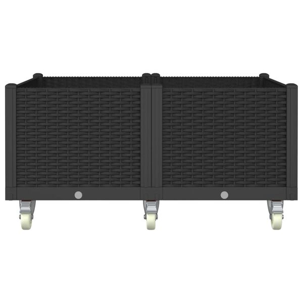 vidaXL Záhradný kvetináč s kolieskami čierny 100x80x54 cm PP