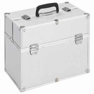 vidaXL Kufr&iacute;k na make-up strieborn&yacute; 38x23x34 cm hlin&iacute;kov&yacute;