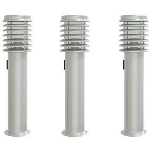 vidaXL Vonkaj&scaron;ie stojace lampy z&aacute;suvka 3 ks strieborn&eacute; 60cm nehr. oceľ