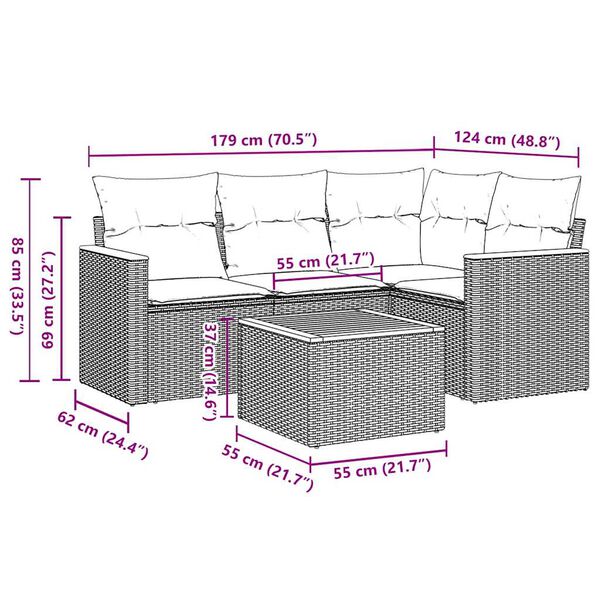 vidaXL 5-dielna z&aacute;hradn&aacute; s&uacute;prava pohoviek s vank&uacute;&scaron;mi čierna polyratan