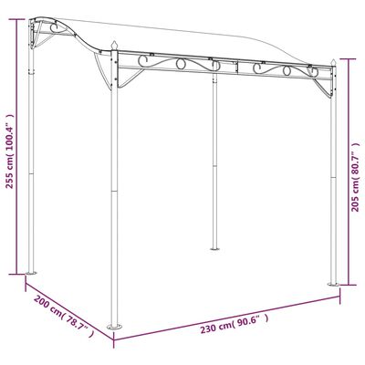 vidaXL Strieška antracitová 2x2,3 m 180 g/m² látka a oceľ