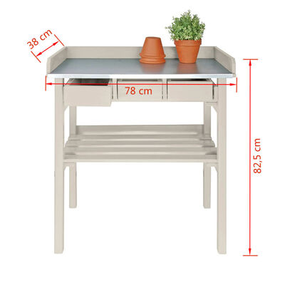 Esschert Design Záhradný pracovný stôl, biely CF29W