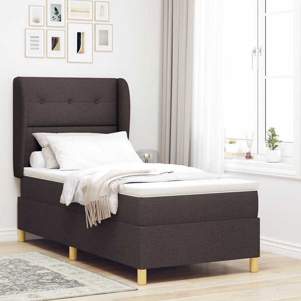 vidaXL Boxspring posteľ s matracom tmavo&scaron;ed&aacute; 90x190 cm Tmavo hned&aacute;