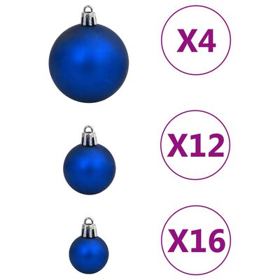 vidaXL 111-dielna sada vianočných ozdôb modrá polystyrén