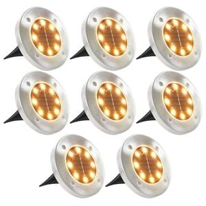 vidaXL Zapusten&eacute; sol&aacute;rne svetl&aacute; do zeme 8 ks, LED svetl&aacute;, tepl&eacute; biele