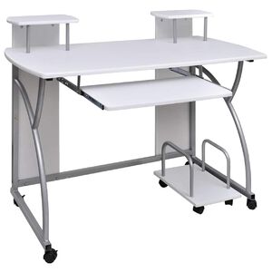 vidaXL Poč&iacute;tačov&yacute; st&ocirc;l biely 110x52x88,5 cm spracovan&eacute; drevo