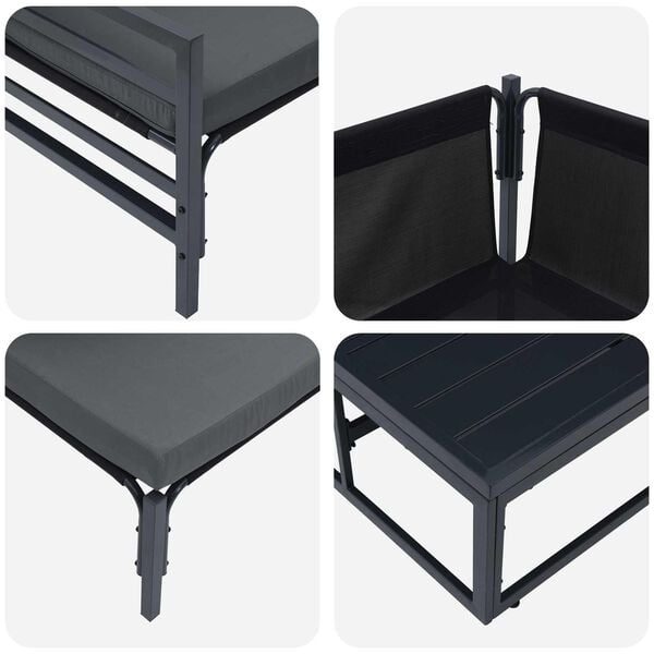 vidaXL Súprava záhradných pohoviek s vankúšom 7 pcs Čierna Oceľ