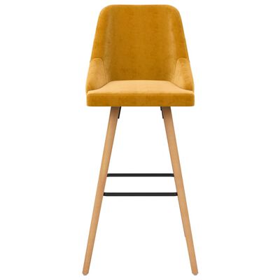 vidaXL Barové stoličky 2 ks, žlté, zamat