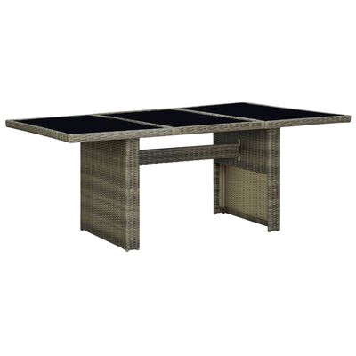 vidaXL Záhradný stôl, hnedý, polyratan a tvrdené sklo
