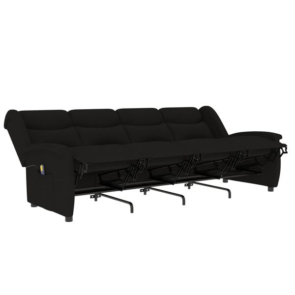 vidaXL 4-miestne skl&aacute;pacie mas&aacute;žne kreslo, čierne, l&aacute;tka